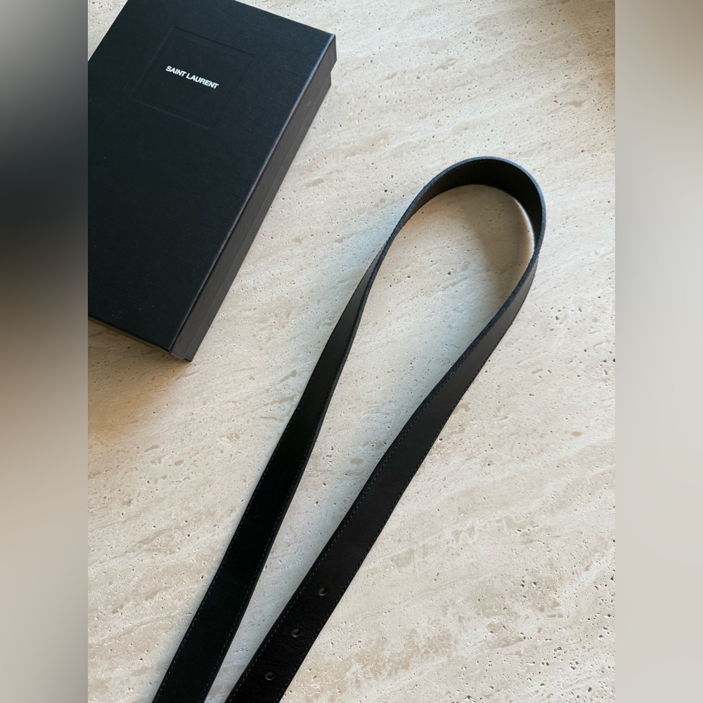 NWT Yves Saint Laurent Black Leather Belt 80cm - Picture 13 of 16